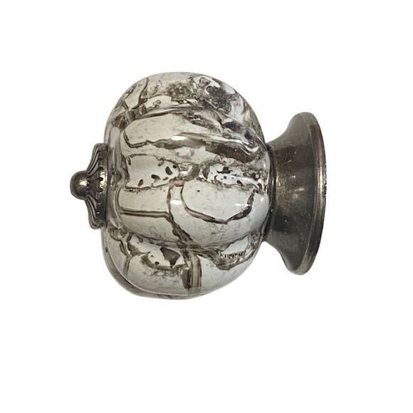 Silver Pumkin Knob Pull with Grey Marble Finish - Picture 2 of 3